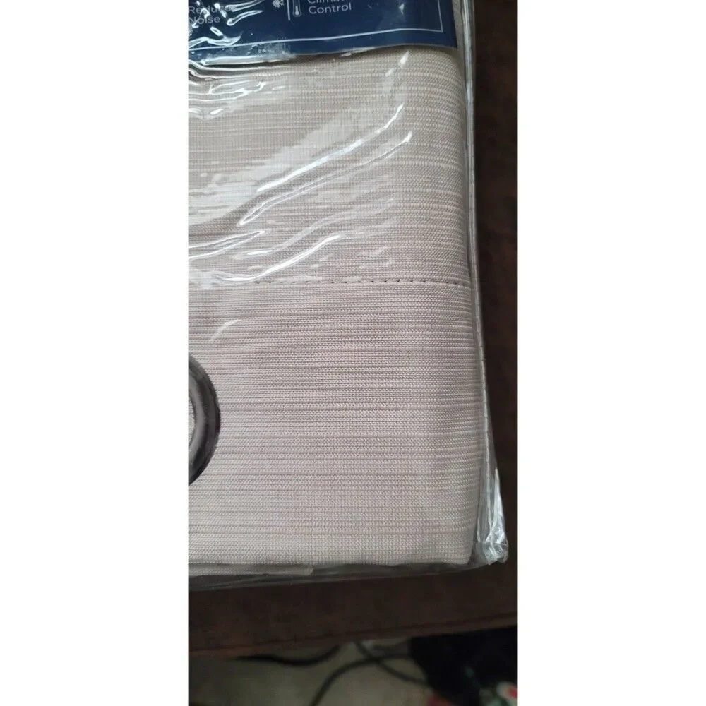 Eclipse Talisa Absolute Zero Beige Blackout Curtain Draft Blocker 63x37 Set of 2